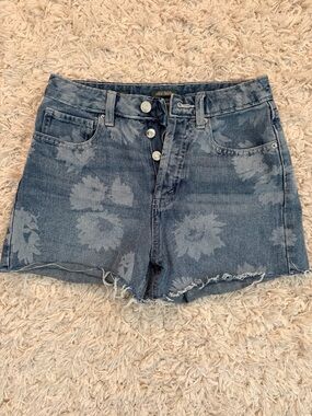 wild fable Sunflower Bleach-Print High-Rise Jean Shorts - Blue